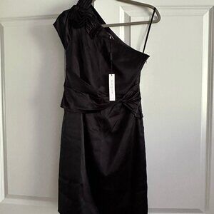 NWT Elie Tahari Keaton Dress One Shoulder Silk - Size 2 - Black